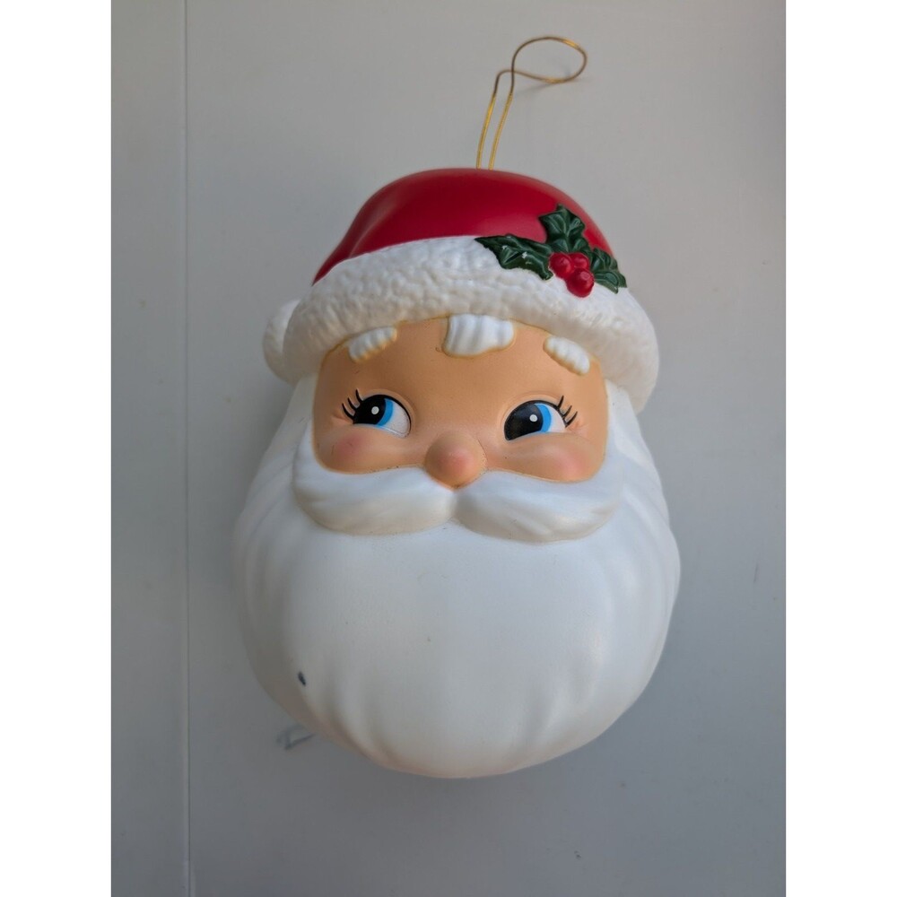 Pan Asian Creations Santa Head Light Up Blow Mold Retro Christmas Decor 9"